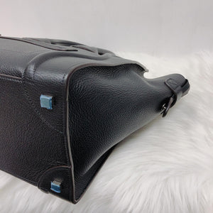 Drummed Leather Mini Luggage Bag Black