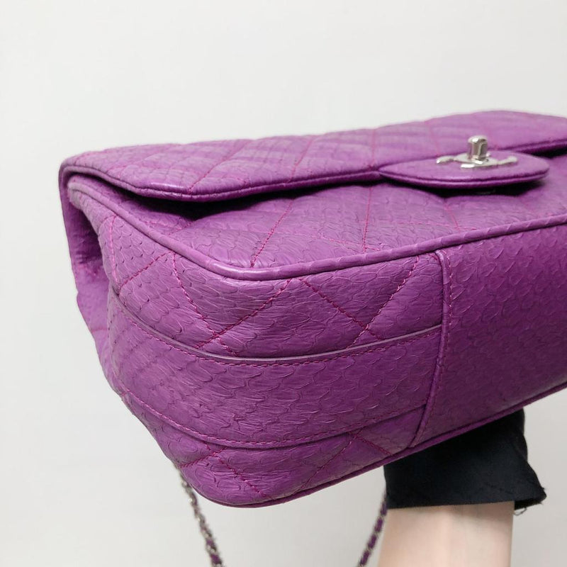 Elaphe Snakeskin Easy Carry Jumbo Flap Purple SHW