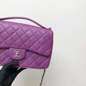 Elaphe Snakeskin Easy Carry Jumbo Flap Purple SHW