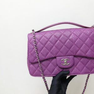 Elaphe Snakeskin Easy Carry Jumbo Flap Purple SHW