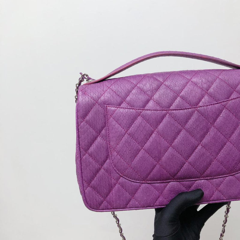 Elaphe Snakeskin Easy Carry Jumbo Flap Purple SHW