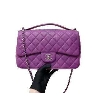 Elaphe Snakeskin Easy Carry Jumbo Flap Purple SHW