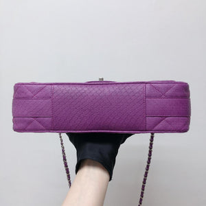 Elaphe Snakeskin Easy Carry Jumbo Flap Purple SHW