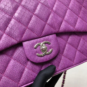 Elaphe Snakeskin Easy Carry Jumbo Flap Purple SHW