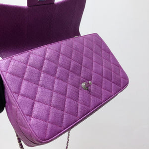 Elaphe Snakeskin Easy Carry Jumbo Flap Purple SHW