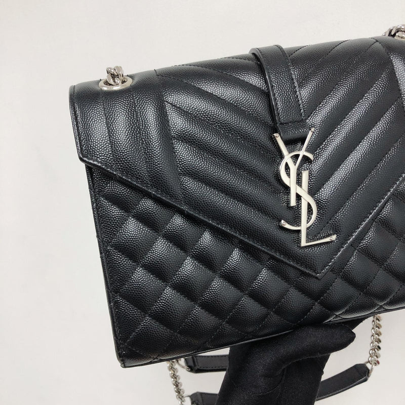 Quilted Envelope Medium Bag Black SHW