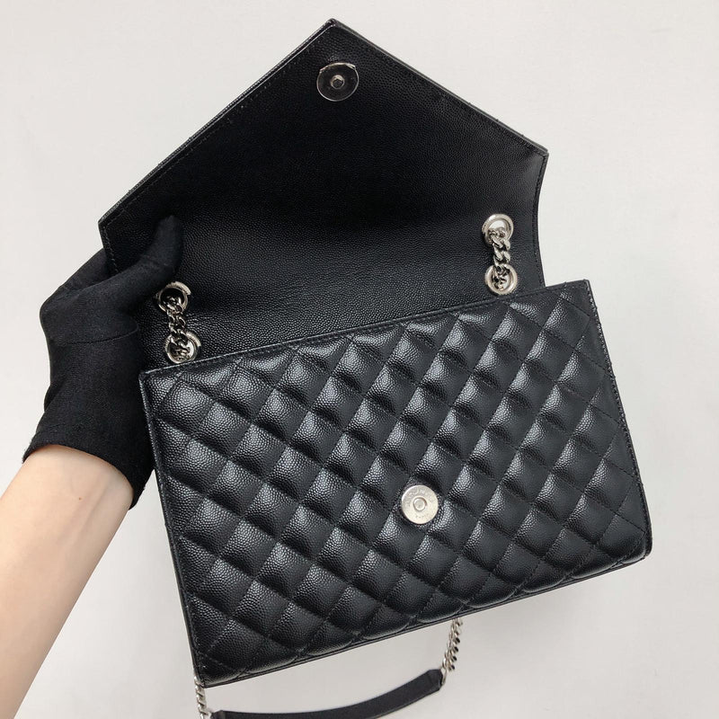 Quilted Envelope Medium Bag Black SHW