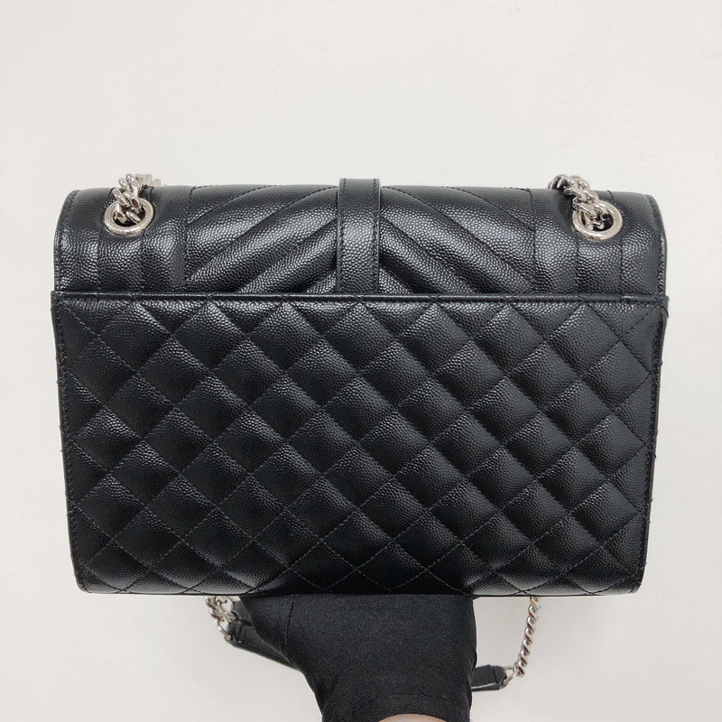 Quilted Envelope Medium Bag Black SHW