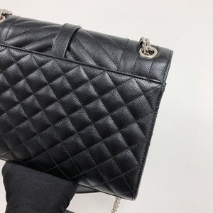 Quilted Envelope Medium Bag Black SHW