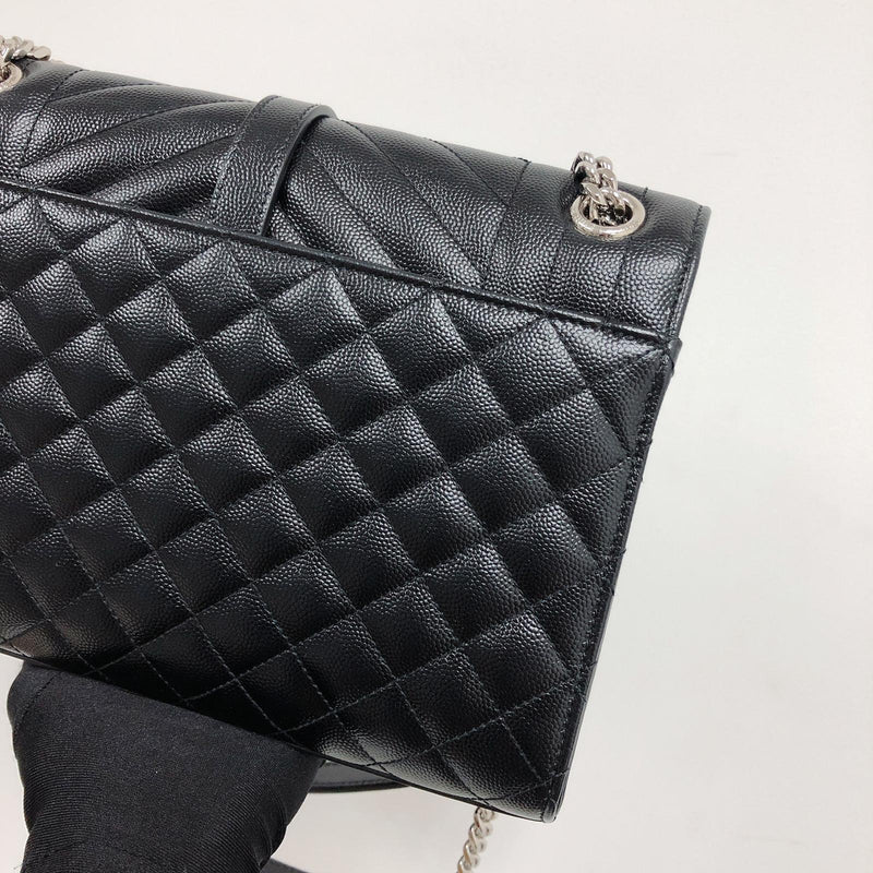 Quilted Envelope Medium Bag Black SHW