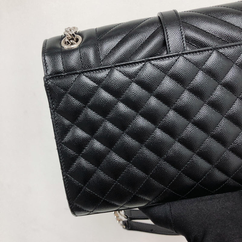 Quilted Envelope Medium Bag Black SHW