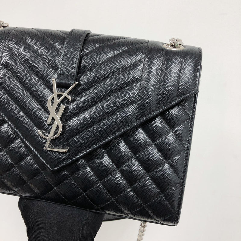 Quilted Envelope Medium Bag Black SHW