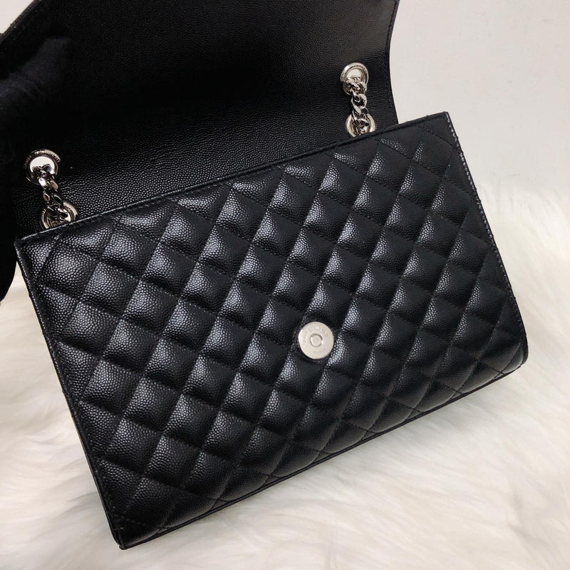 Quilted Envelope Medium Bag Black SHW