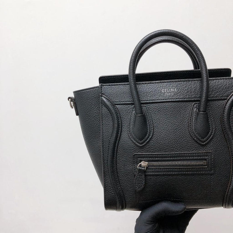 Drummed Leather Nano Luggage Tote Black