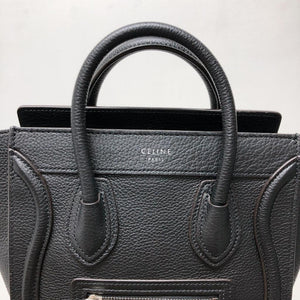 Drummed Leather Nano Luggage Tote Black