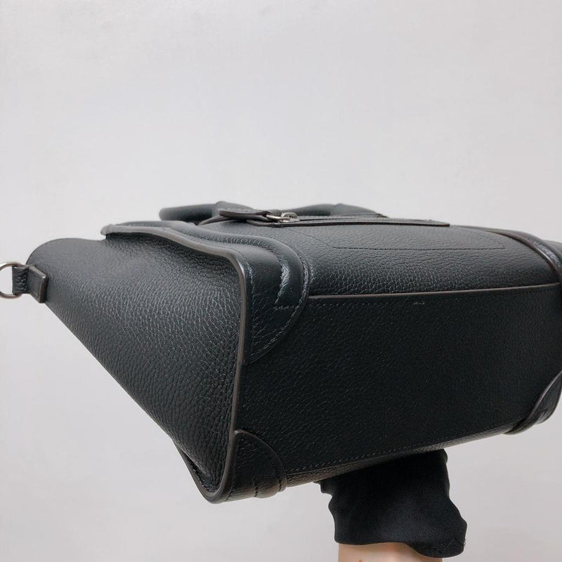 Drummed Leather Nano Luggage Tote Black