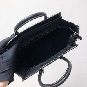 Drummed Leather Nano Luggage Tote Black