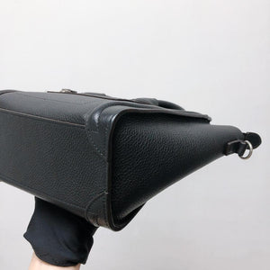 Drummed Leather Nano Luggage Tote Black