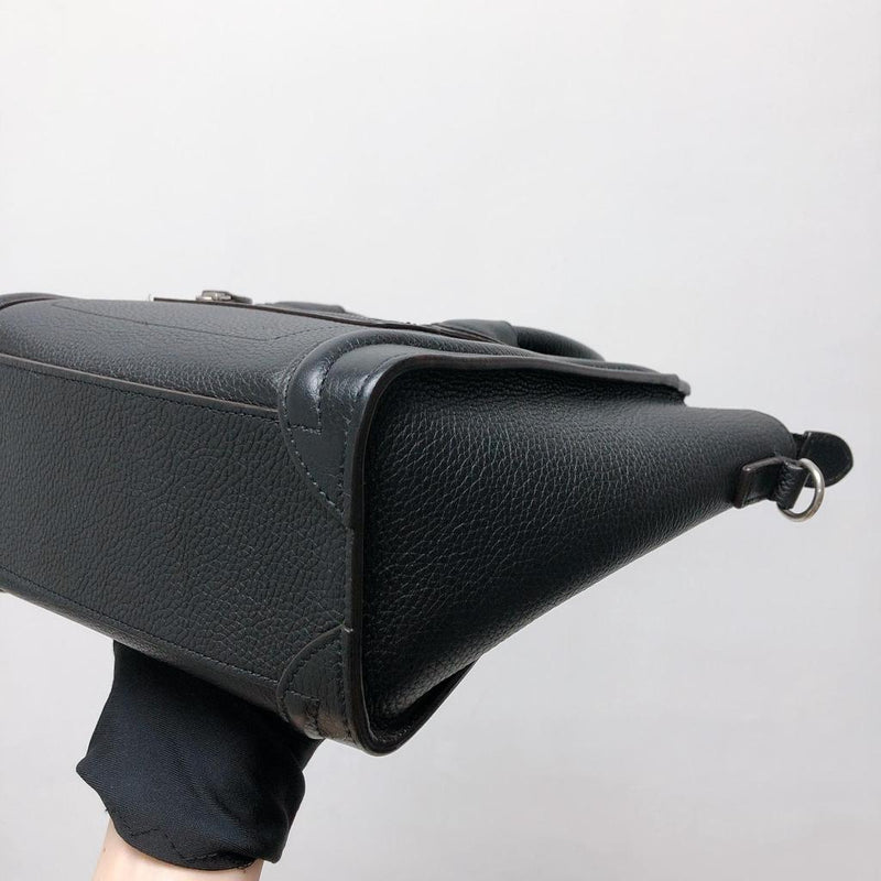 Drummed Leather Nano Luggage Tote Black