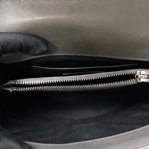 Medium Chevron College Leather Bag Grey