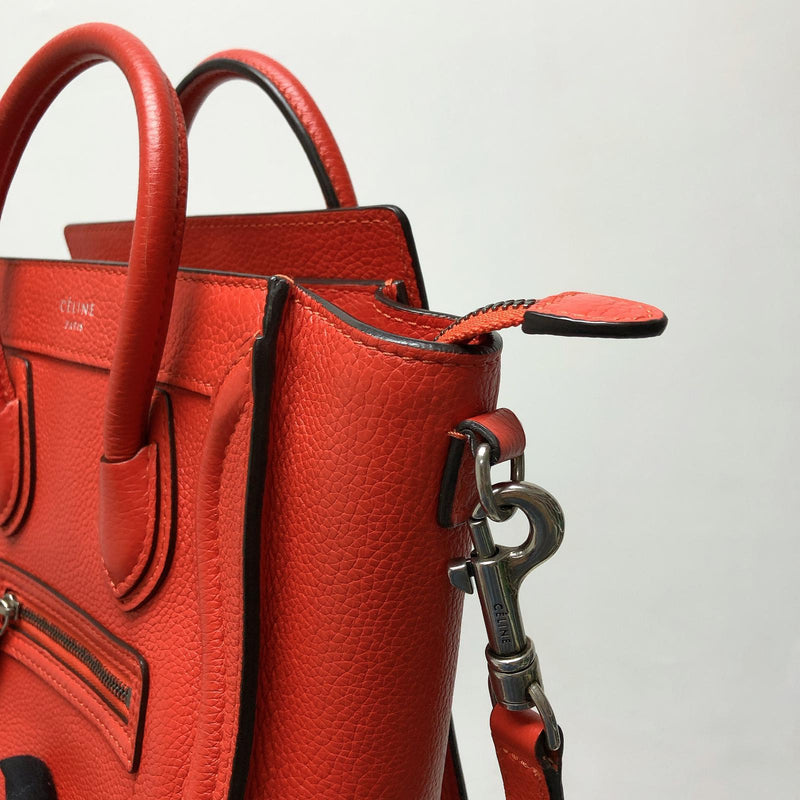 Drummed Leather Nano Luggage Tote Red