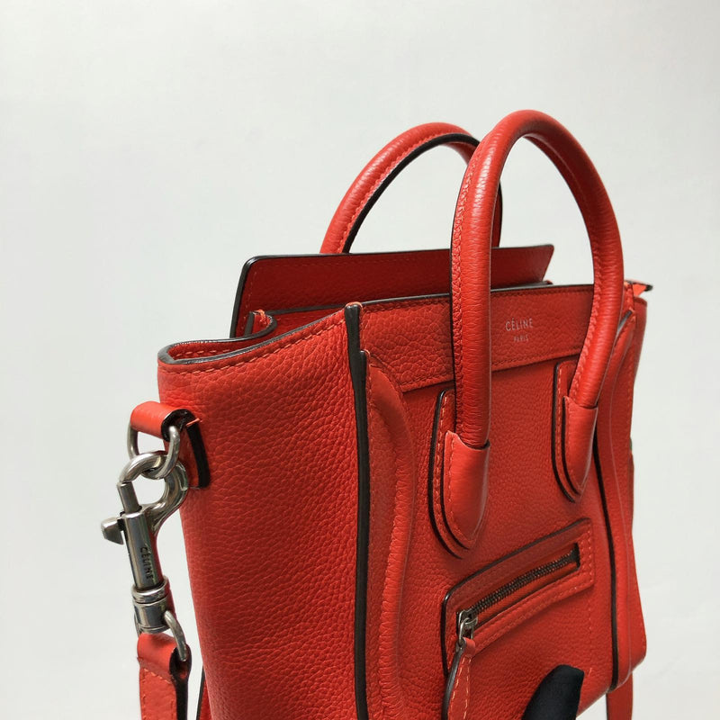 Drummed Leather Nano Luggage Tote Red