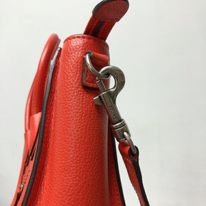 Drummed Leather Nano Luggage Tote Red