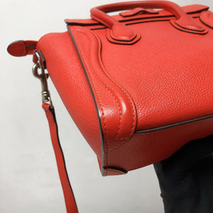 Drummed Leather Nano Luggage Tote Red