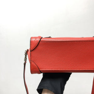 Drummed Leather Nano Luggage Tote Red