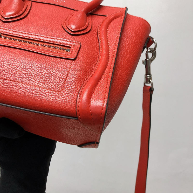 Drummed Leather Nano Luggage Tote Red