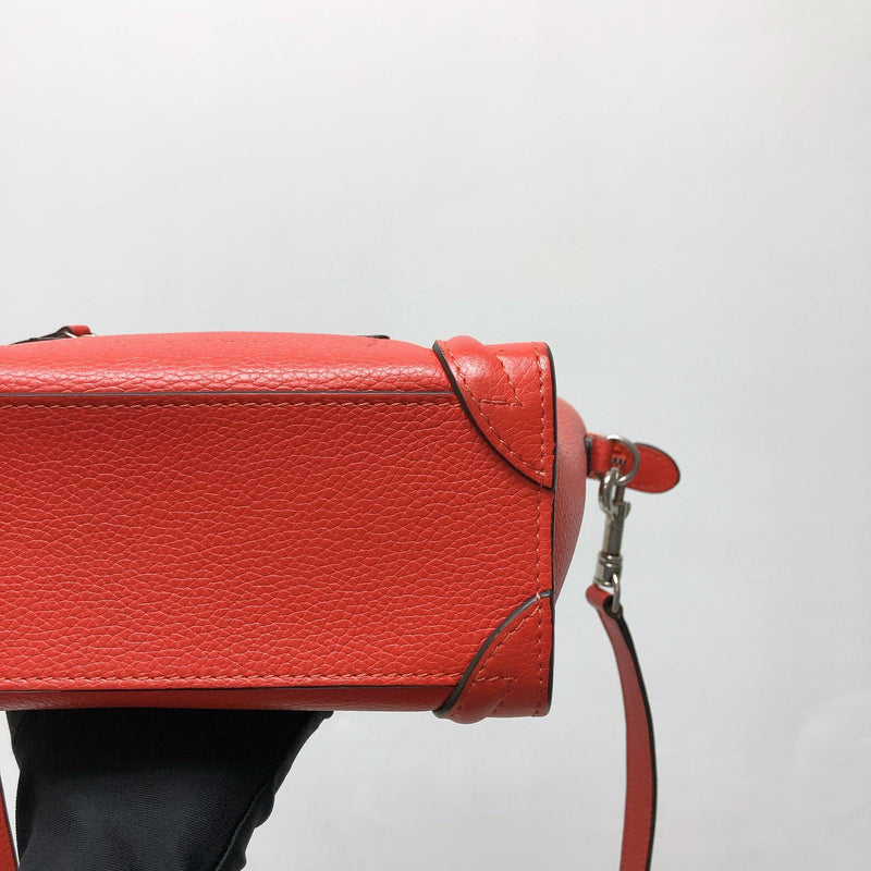 Drummed Leather Nano Luggage Tote Red