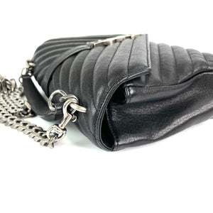 Medium Chevron College Leather Bag Black