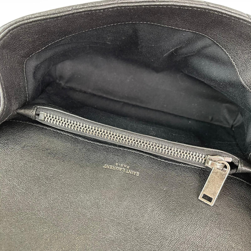 Medium Chevron College Leather Bag Black