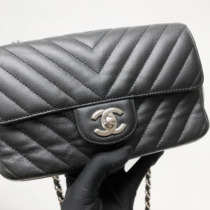 Mini Flap Bag Chevron Caviar Black