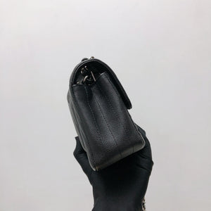 Mini Flap Bag Chevron Caviar Black