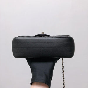 Mini Flap Bag Chevron Caviar Black