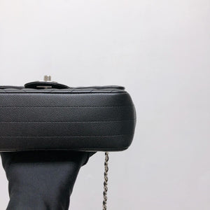 Mini Flap Bag Chevron Caviar Black
