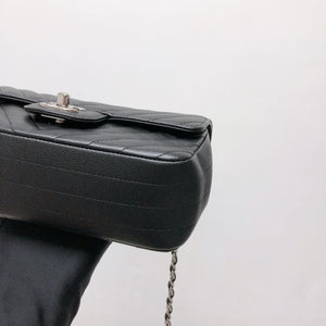 Mini Flap Bag Chevron Caviar Black