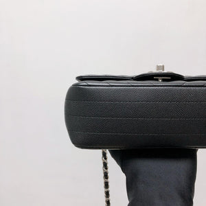 Mini Flap Bag Chevron Caviar Black