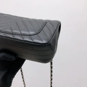 Mini Flap Bag Chevron Caviar Black