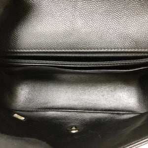 Mini Flap Bag Chevron Caviar Black