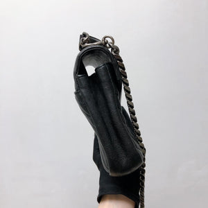 Medium Chevron College Leather Bag Black
