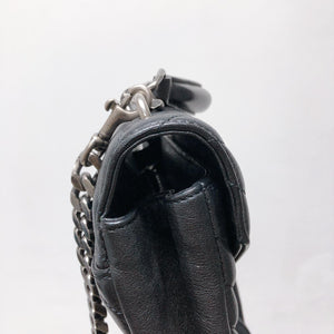 Medium Chevron College Leather Bag Black