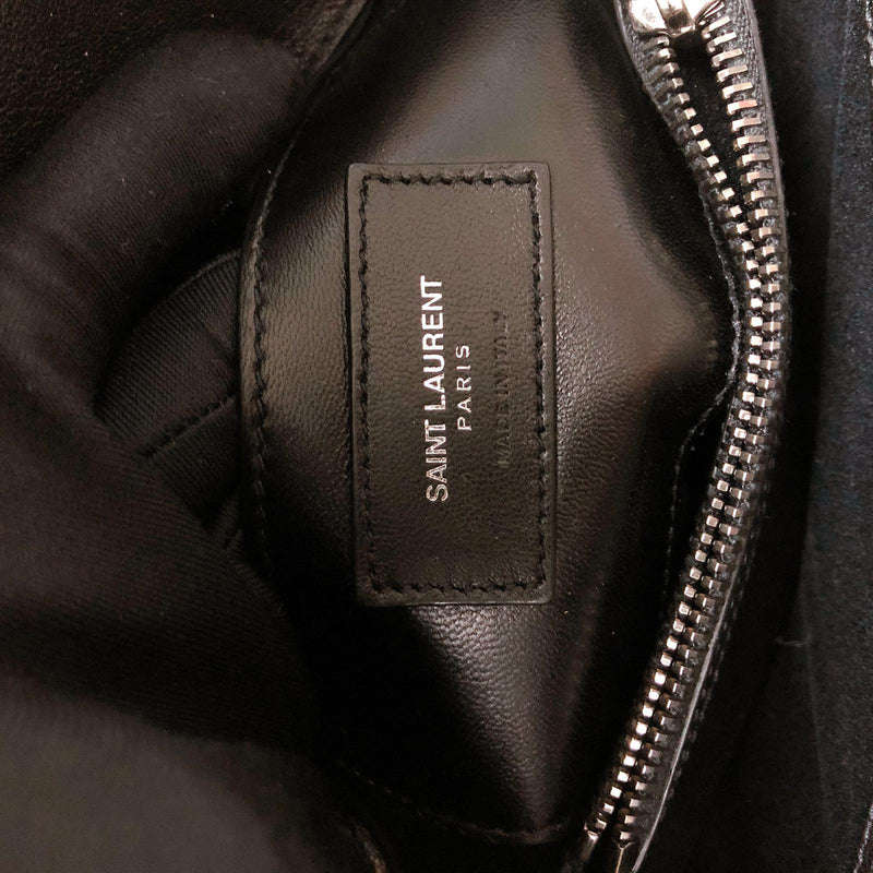 Medium Chevron College Leather Bag Black