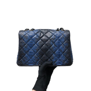 Medium Bag Python Leather Blue