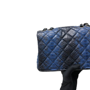 Medium Bag Python Leather Blue