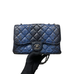 Medium Bag Python Leather Blue