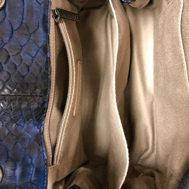 Medium Bag Python Leather Blue