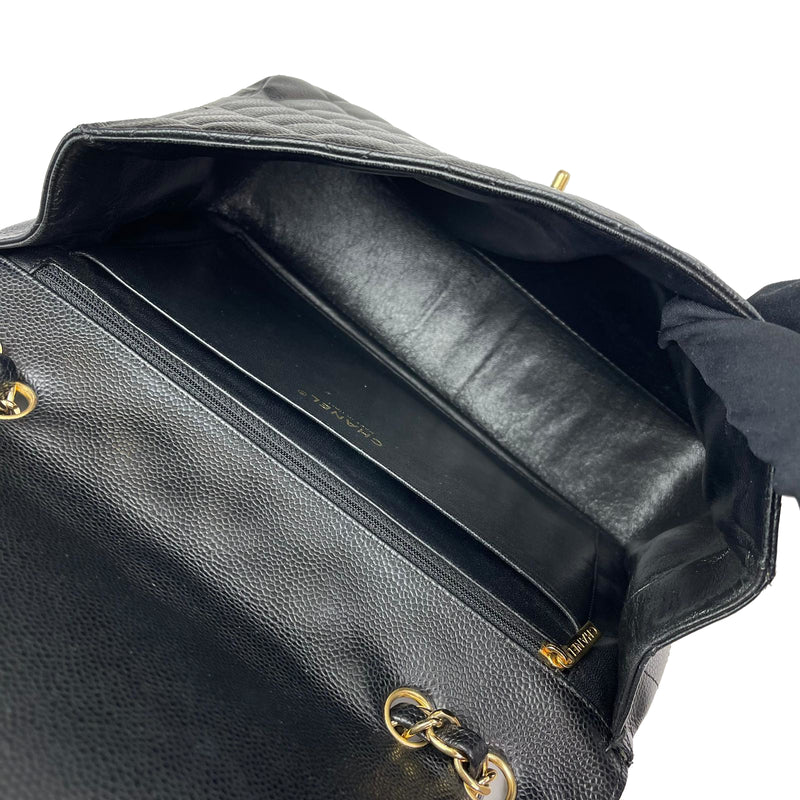 Classic Jumbo Single Flap Black 24K Coated GHW