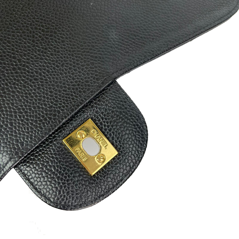 Classic Jumbo Single Flap Black 24K Coated GHW